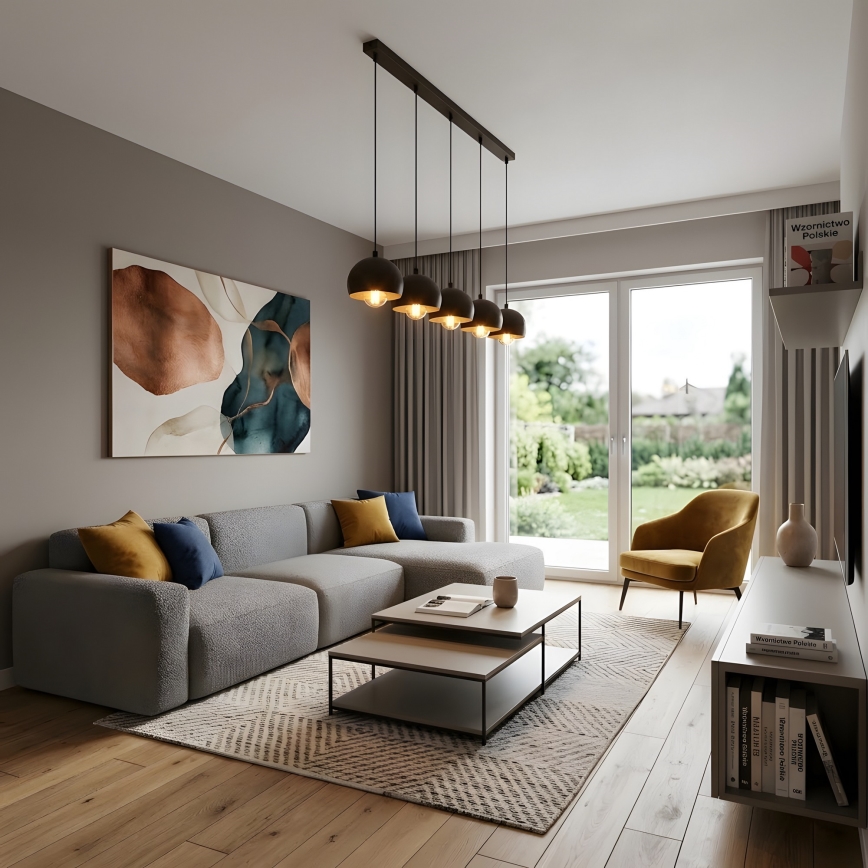 Lustre suspenso com cabo SOOL 5xE27/15W/230V preto