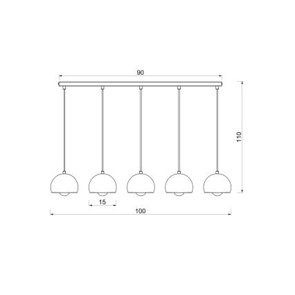 Lustre suspenso com cabo SOOL 5xE27/15W/230V preto