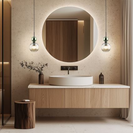 Lustre suspenso com cabo SOPHIA 1xE14/10W/230V preto/verde/bege fumado