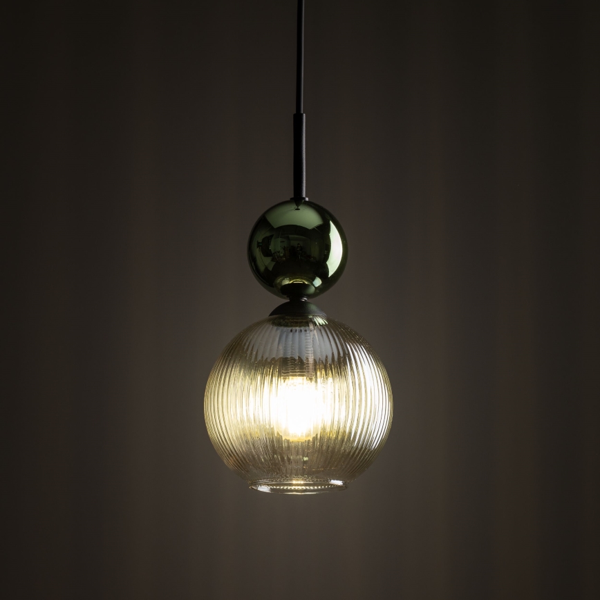 Lustre suspenso com cabo SOPHIA 1xE14/10W/230V preto/verde/bege fumado