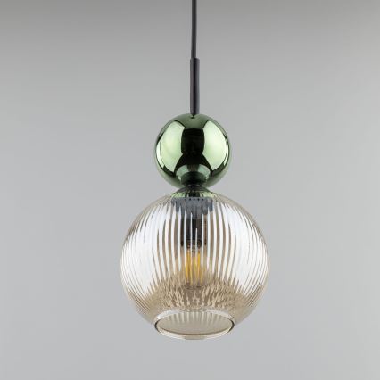 Lustre suspenso com cabo SOPHIA 1xE14/10W/230V preto/verde/bege fumado