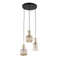 Lustre suspenso com cabo SOPHIA 3xE14/10W/230V preto/bege fumé