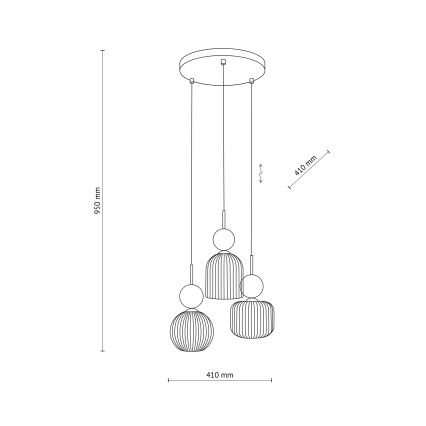 Lustre suspenso com cabo SOPHIA 3xE14/10W/230V preto/verde/bege fumê