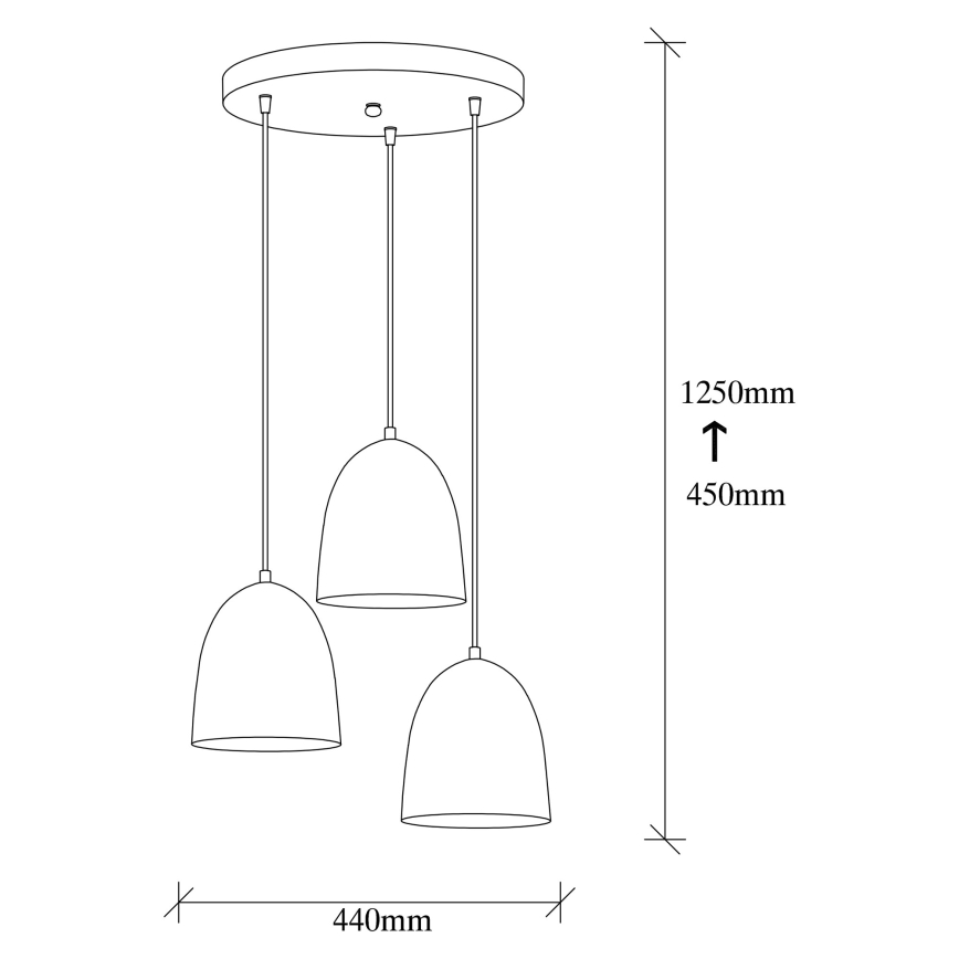 Lustre suspenso com cabo TATTOO 3xE27/40W/230V preto