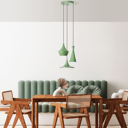 Lustre suspenso com cabo TOM 3xE27/40W/230V verde