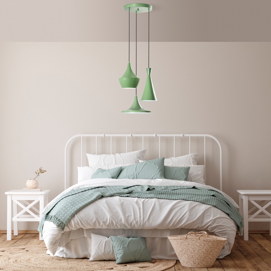 Lustre suspenso com cabo TOM 3xE27/40W/230V verde