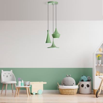 Lustre suspenso com cabo TOM 3xE27/40W/230V verde