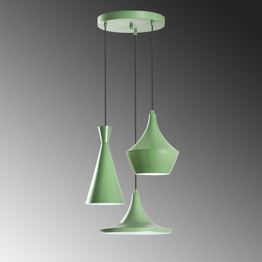 Lustre suspenso com cabo TOM 3xE27/40W/230V verde