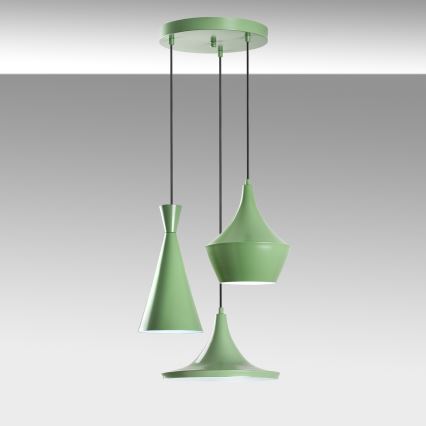 Lustre suspenso com cabo TOM 3xE27/40W/230V verde