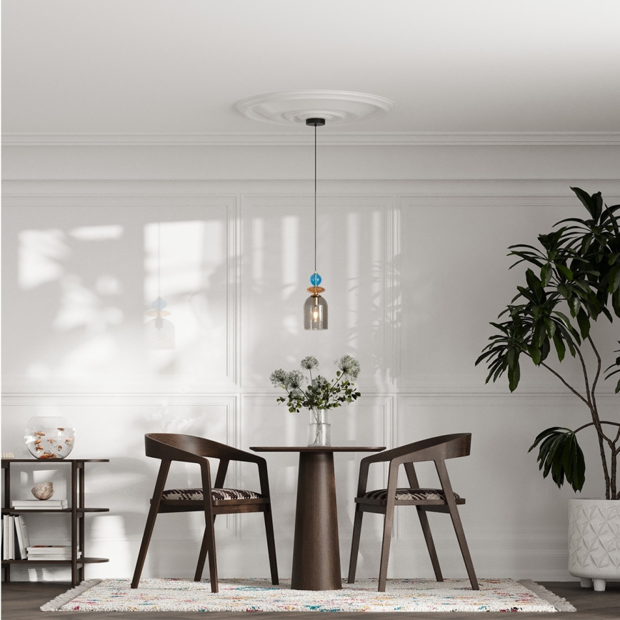 Lustre suspenso com cabo TROPEA 1xE27/15W/230V preto/azul fumê/bege