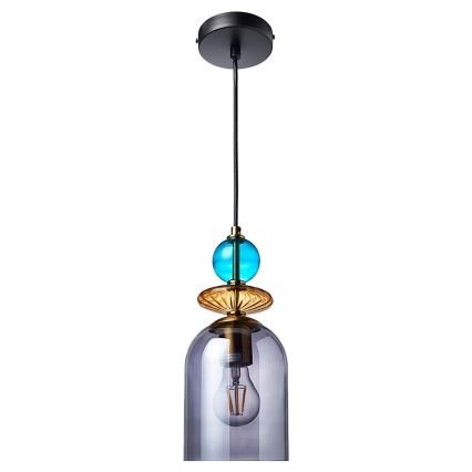 Lustre suspenso com cabo TROPEA 1xE27/15W/230V preto/azul fumê/bege