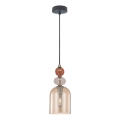 Lustre suspenso com cabo TROPEA 1xE27/15W/230V preto/vermelho fumê/bege