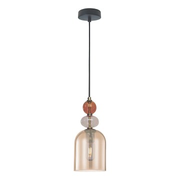 Lustre suspenso com cabo TROPEA 1xE27/15W/230V preto/vermelho fumê/bege