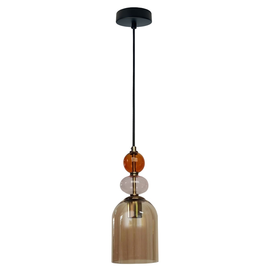 Lustre suspenso com cabo TROPEA 1xE27/15W/230V preto/vermelho fumê/bege