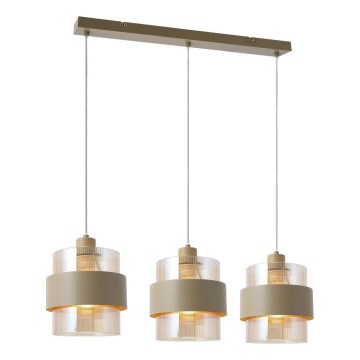 Lustre suspenso com cabo VALENTINO 3xE27/15W/230V bege/transparente