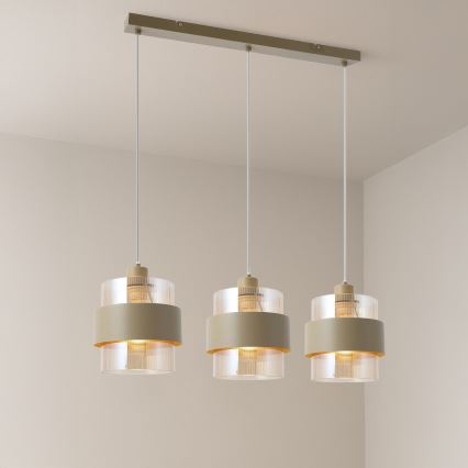 Lustre suspenso com cabo VALENTINO 3xE27/15W/230V bege/transparente