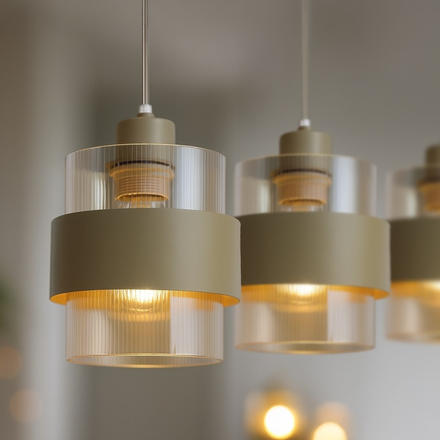 Lustre suspenso com cabo VALENTINO 3xE27/15W/230V bege/transparente