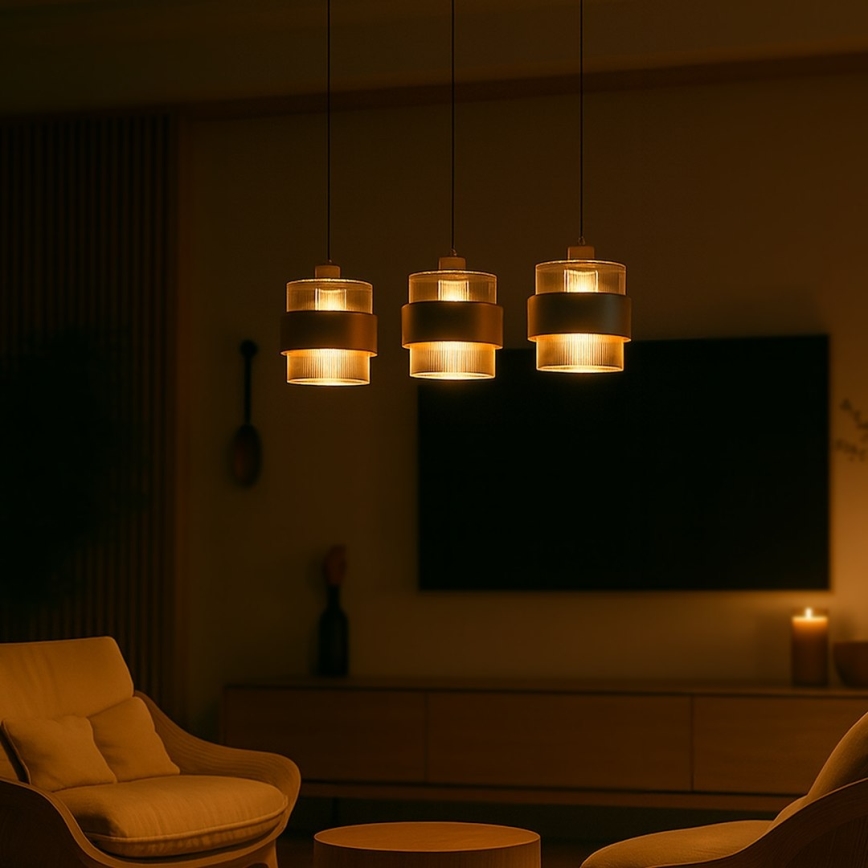 Lustre suspenso com cabo VALENTINO 3xE27/15W/230V bege/transparente