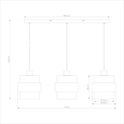 Lustre suspenso com cabo VALENTINO 3xE27/15W/230V bege/transparente