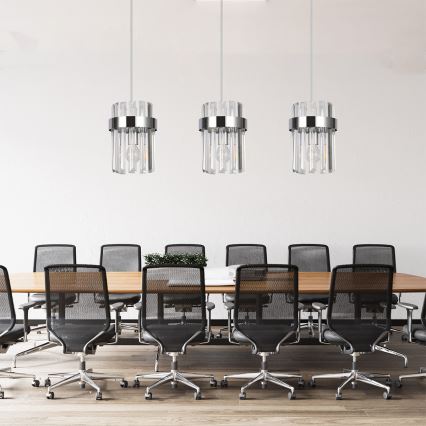 Lustre suspenso com cabo VETRO 3xE14/10W/230V cromo brilhante