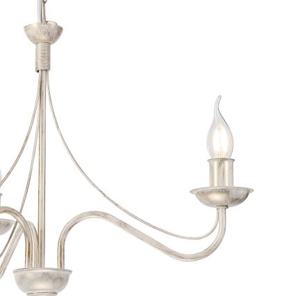 Lustre suspenso com corrente ANTON 3xE14/60W/230V branco patinado