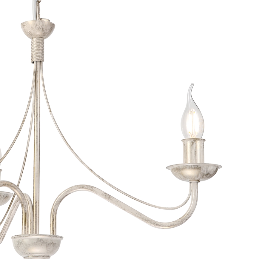 Lustre suspenso com corrente ANTON 3xE14/60W/230V branco patinado