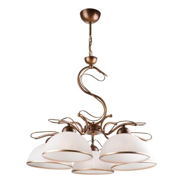 Lustre suspenso com corrente COBRA 5xE27/60W/230V bronze/pátina