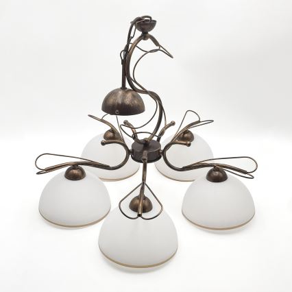 Lustre suspenso com corrente COBRA 5xE27/60W/230V bronze/pátina