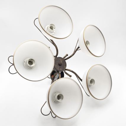 Lustre suspenso com corrente COBRA 5xE27/60W/230V bronze/pátina