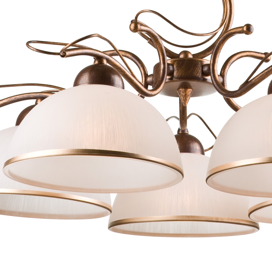 Lustre suspenso com corrente COBRA 5xE27/60W/230V bronze/pátina