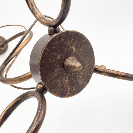 Lustre suspenso com corrente COBRA 5xE27/60W/230V bronze/pátina