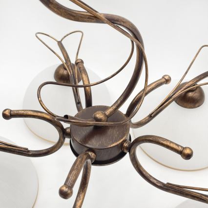 Lustre suspenso com corrente COBRA 5xE27/60W/230V bronze/pátina