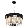 Lustre suspenso com corrente CRYSTALLINE 6xE27/40W/230V preto