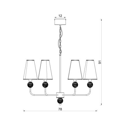 Lustre suspenso com corrente GRENADA 8xE14/15W/230V cinzento