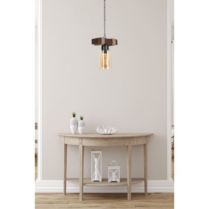 Lustre suspenso com corrente JASMIN 1xE27/40W/230V castanho/bege