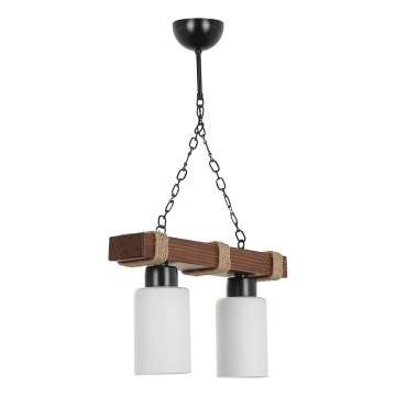Lustre suspenso com corrente JASMIN 2xE27/40W/230V castanho/branco