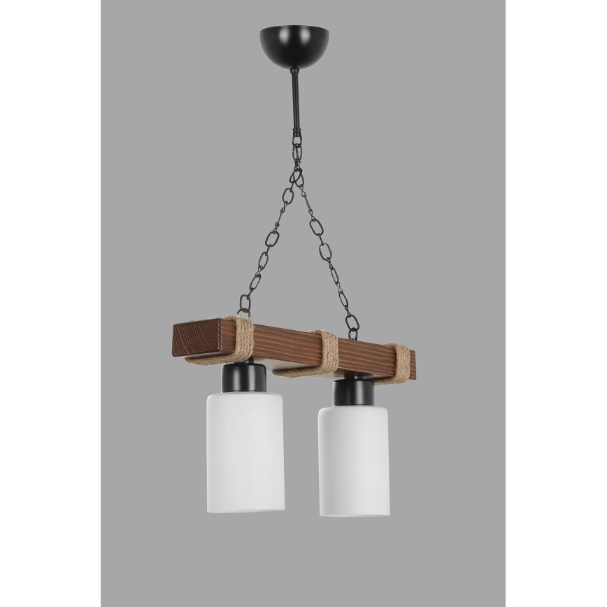 Lustre suspenso com corrente JASMIN 2xE27/40W/230V castanho/branco