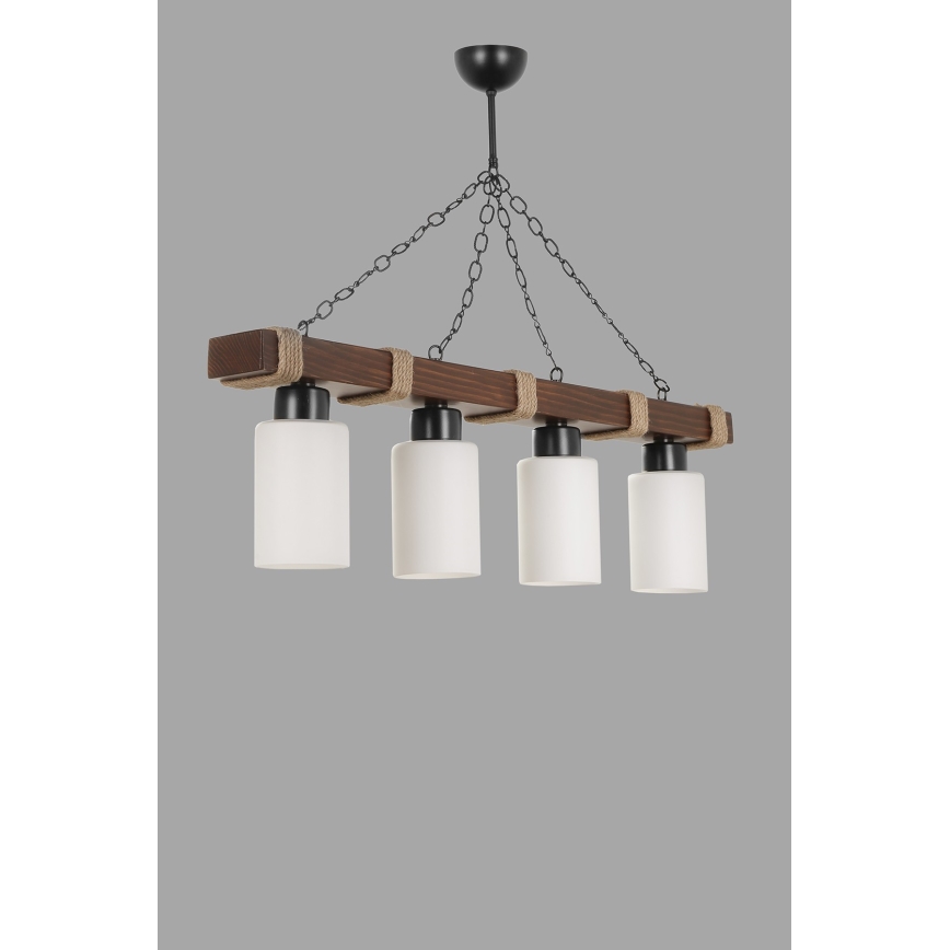Lustre suspenso com corrente JASMIN 4xE27/40W/230V castanho/branco