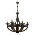 Lustre suspenso com corrente KOBE, 6xE14/40W/230V, castanho