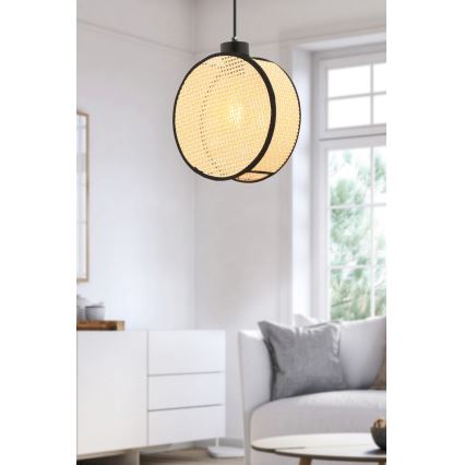 Lustre suspenso DRUM 1xE27/60W/230V bege/preto