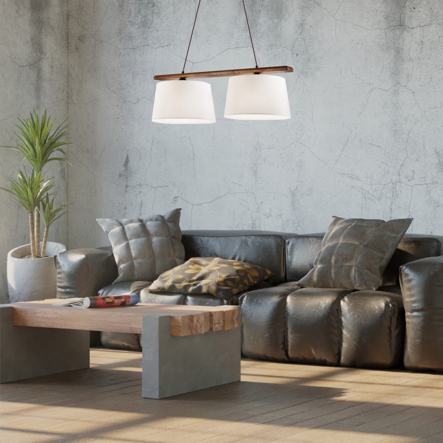 Lustre suspenso em cabo AIDA 2xE27/60W/230V Ø 35 cm, carvalho/nogueira