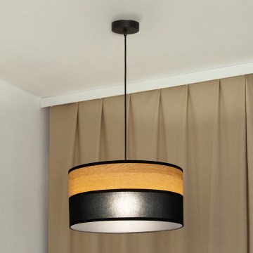 Lustre suspenso em cabo ALBA 1xE27/15W/230V Ø 45 cm preto/castanho