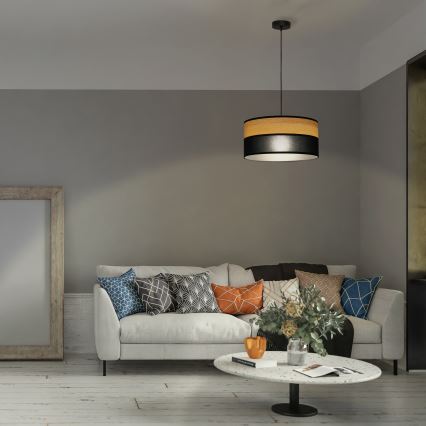 Lustre suspenso em cabo ALBA 1xE27/15W/230V Ø 45 cm preto/castanho