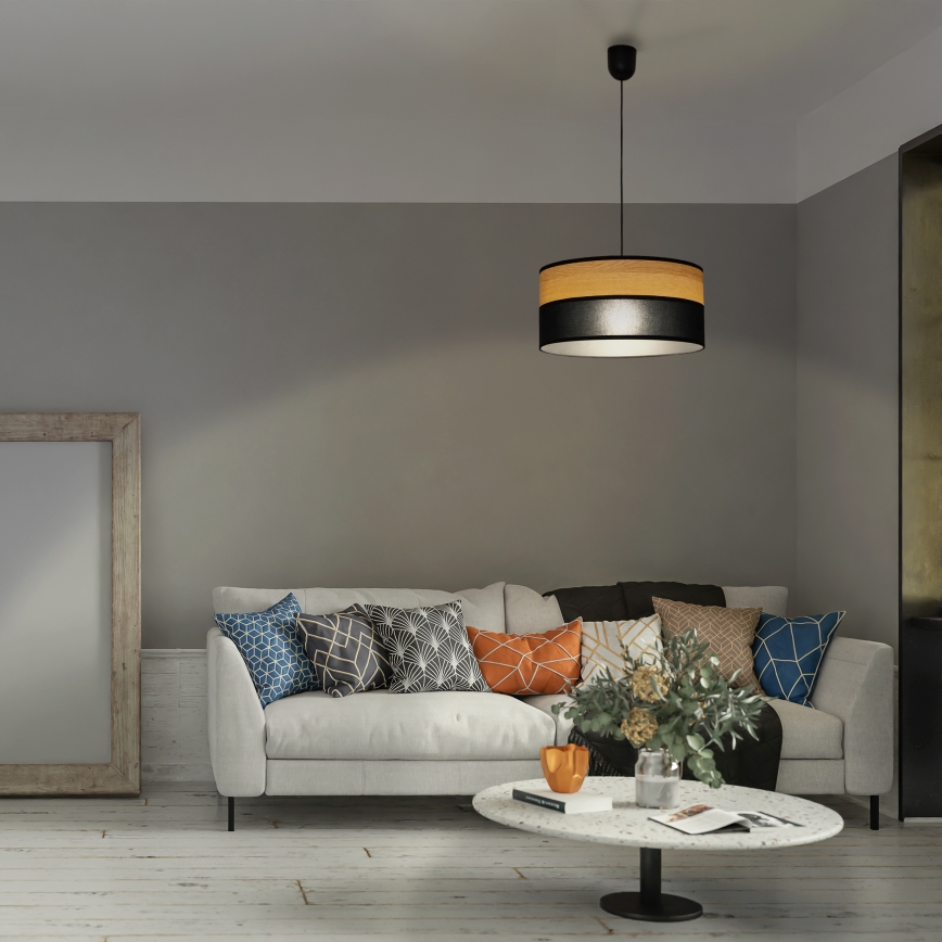 Lustre suspenso em cabo ALBA 1xE27/15W/230V Ø 45 cm, preto/castanho