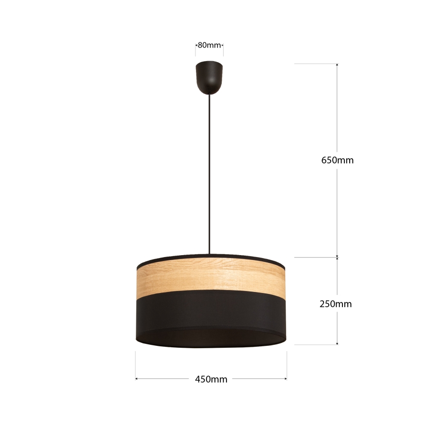 Lustre suspenso em cabo ALBA 1xE27/15W/230V Ø 45 cm, preto/castanho