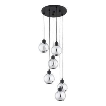 Lustre suspenso em cabo ARVENE 5xE27/15W/230V preto/cromado brilhante