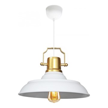 Lustre suspenso em cabo AYD 1xE27/40W/230V branco/dourado