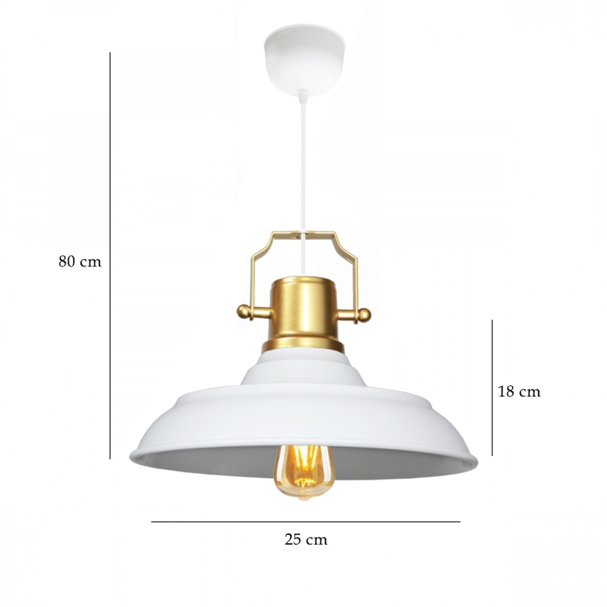 Lustre suspenso em cabo AYD 1xE27/40W/230V branco/dourado