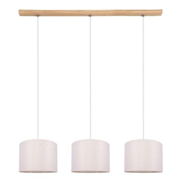 Lustre suspenso em cabo BENITA 3xE27/40W/230V creme/carvalho