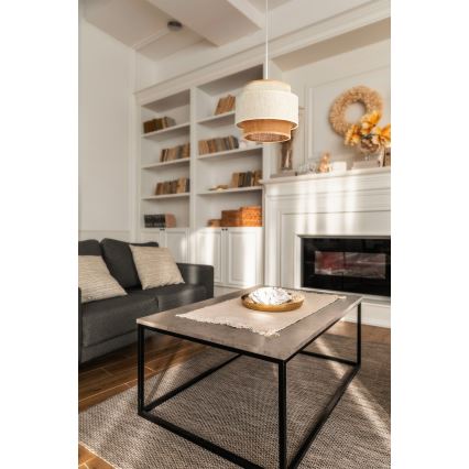 Lustre suspenso em cabo BOHO 1xE27/60W/230V Ø 20 cm branco/juta